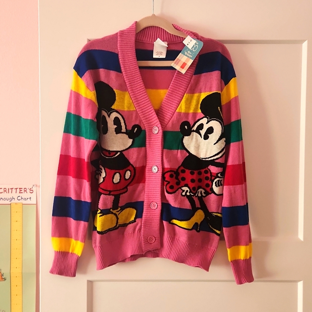 100 years reimagined retro Mickey Minnie cardigan nwt